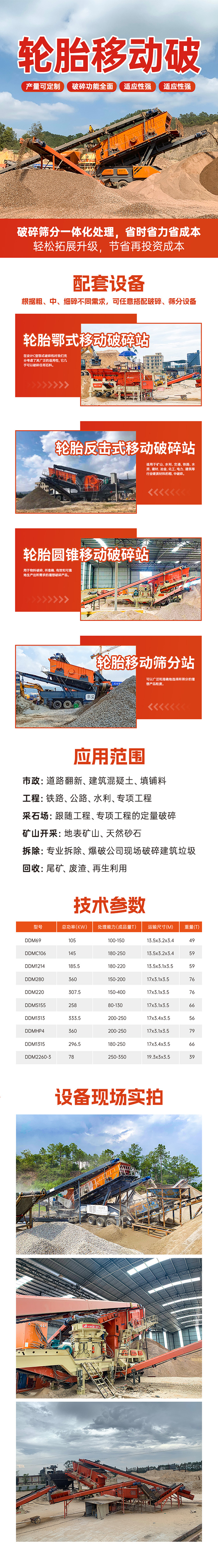 華寶礦機輪胎式移動破碎站設備技術參數(shù)